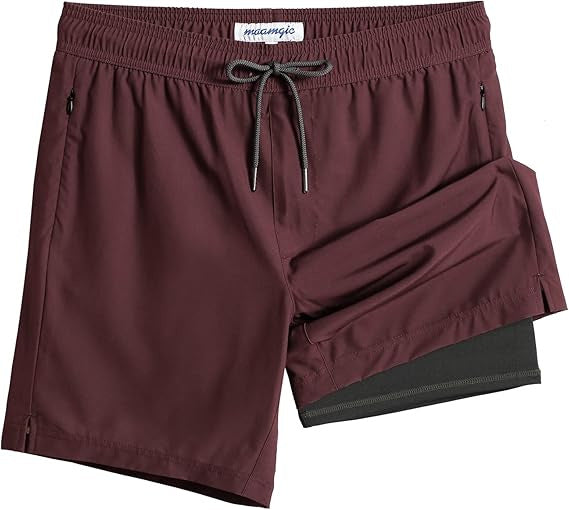Quick-drying shorts with inner lining and shark-print design
