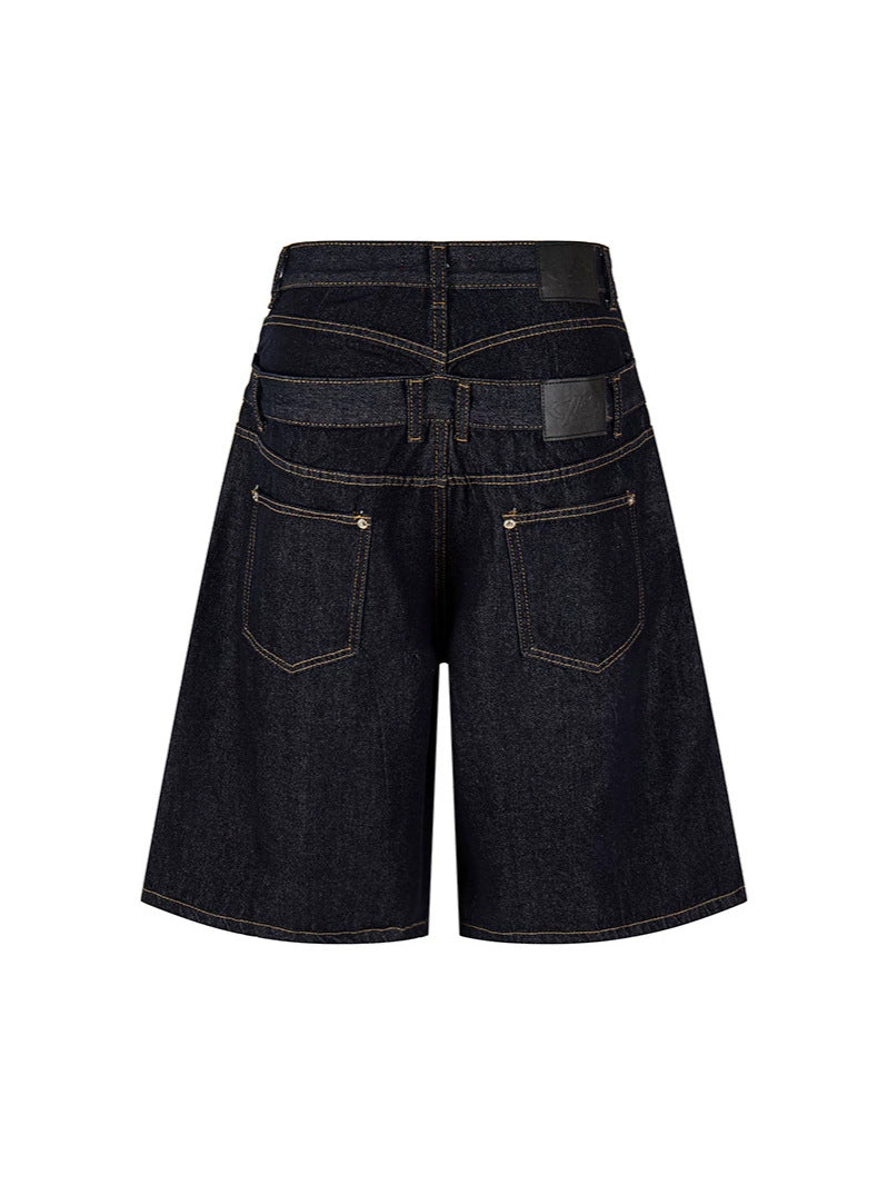 Deconstructed Riveted Denim Shorts